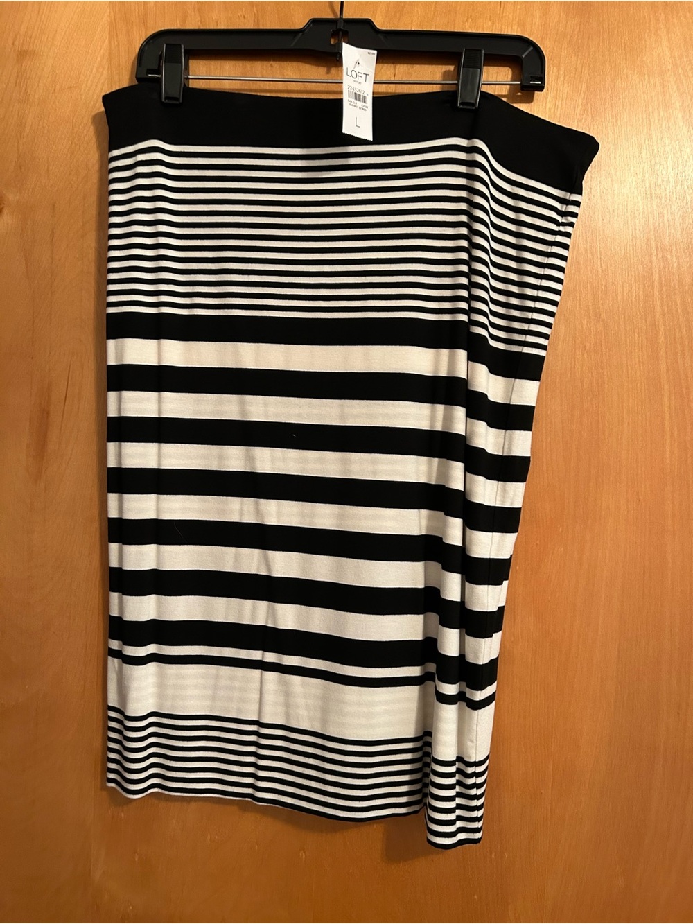 LOFT Black and White Horizontal Stripe Pencil Skirt